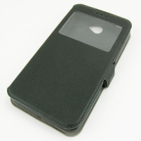 Кожен калъф тефтер стойка и клипс FLEXI Book Style S-View за Alcatel Pop 4 5051X / 5051D черен